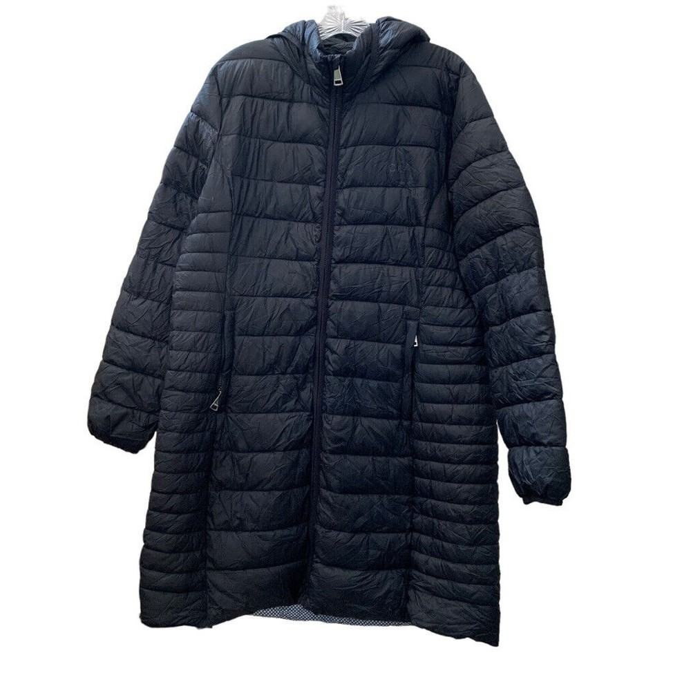 Calvin Klein Women's Long Puffer Jacket Hooded Coat Black Sz XL Sonora Insulated